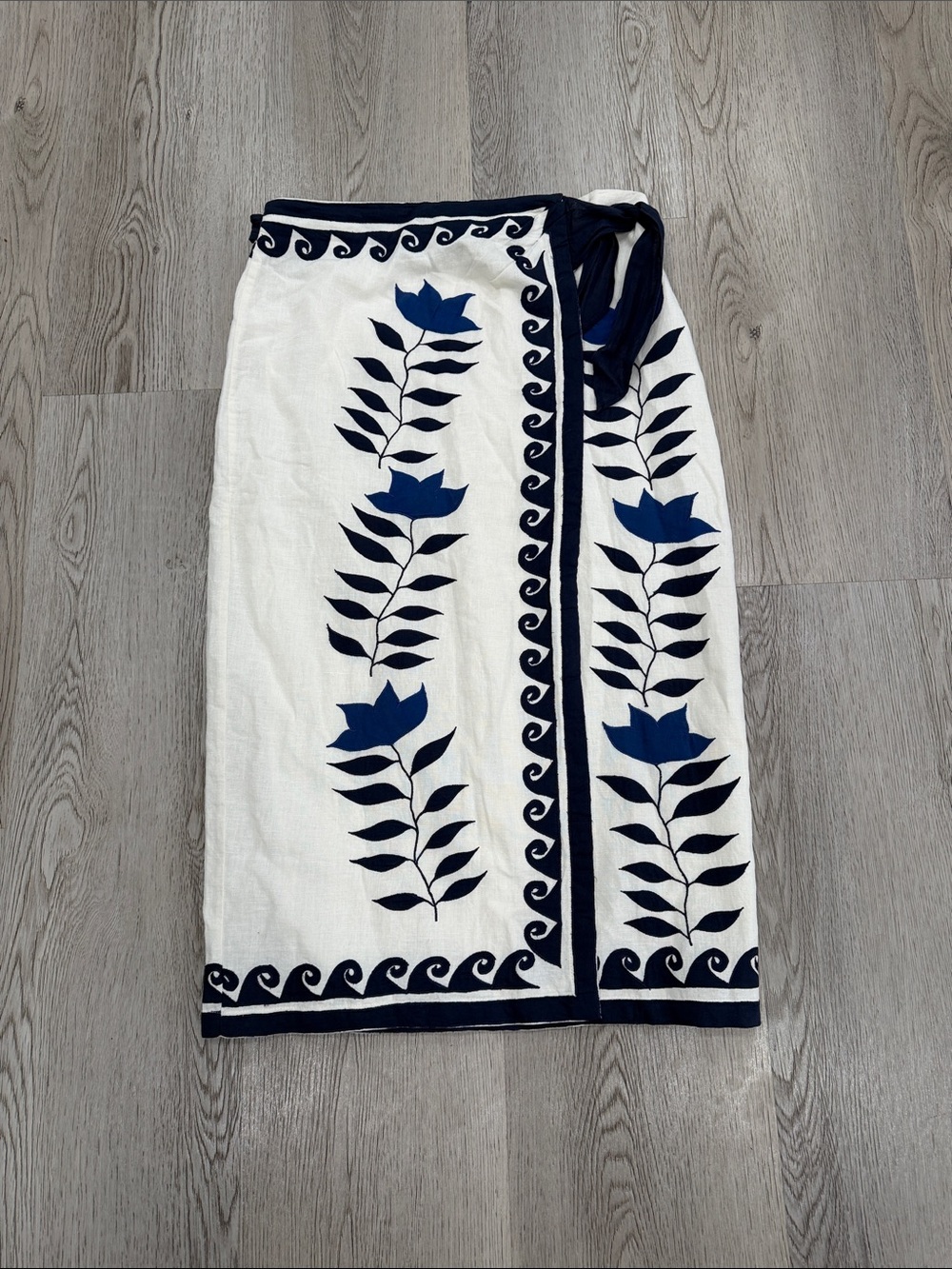 Carolina k linen and cotton skirt wrap skirt Women’s White & Navy